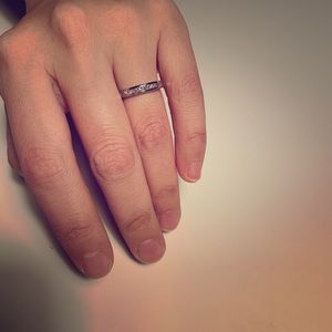 Platinum princess cut diamond wedding band